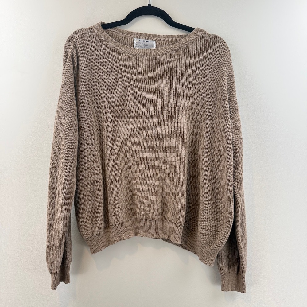 En El Mar Sweater Womens XS Coastal Minimalist Cotton Knit Crewneck Pullover